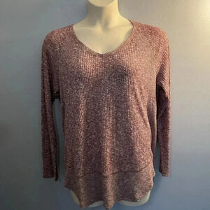 NATURAL REFLECTIONS Sz Medium Mauve Ribbed Knit Long Sleeve Knit Top